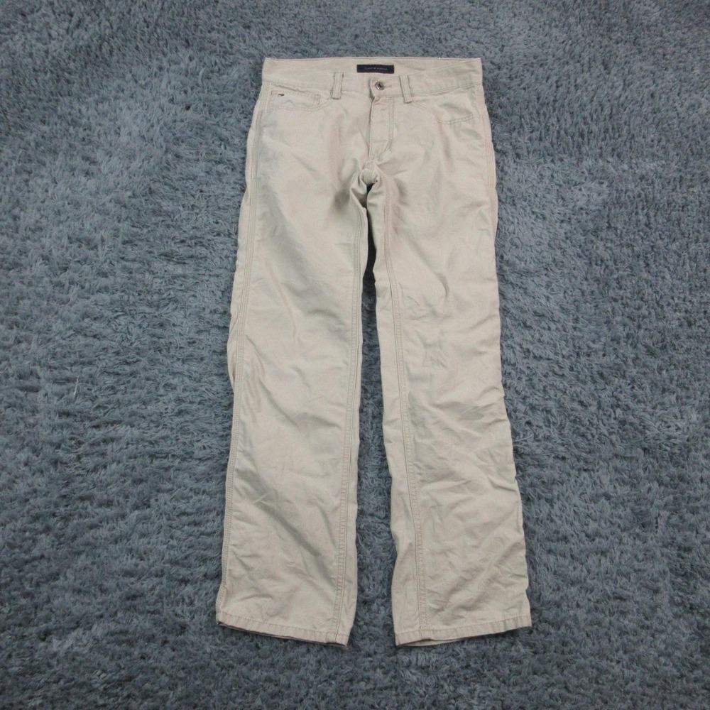 Tommy Hilfiger Custom Straight Pants Mens 28x30 Beige Khaki Cotton 31x29.5*